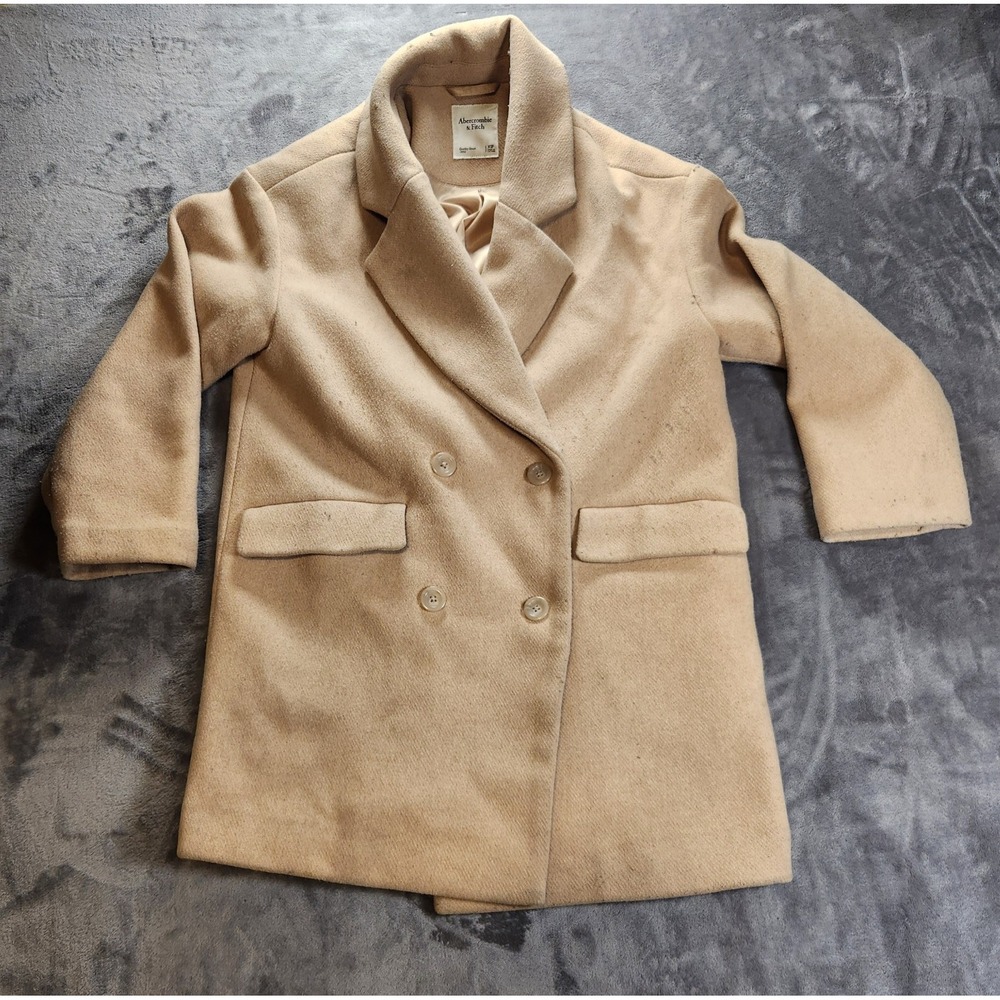 Abercrombie Fitch Coat Womens XSP Extra Small Petite Beige Camel Wool Dad